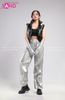  Outfit Phối Sẵn - (HQJ0203 Quần Bạc Nắp Ngang Không Túi Hộp phối HAP0101 Áo Gile Phao Croptop Đen Bóng 