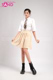  Outfit Phối Sẵn - (Áo Sơ Mi Trắng Ngắn Tay phối Váy Xếp Li Be) 
