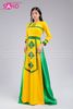  TAT0308 Áo Dài Thiết Kế Thổ Cẩm Dân Tộc Nữ  - Màu Vàng Xanh 