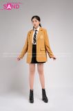  Outfit Phối Sẵn -(Chân Váy Đen phối Vest Nâu Vàng Cà Vạt Đen) 