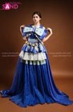  NHM0803 Trang Phục H'Mông Nữ Thiết Kế Trình Diễn Xanh Dương 
