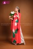  TAC0417 Áo Dài Cách Tân Họa Họa Tiết Hoa Đỏ - Nữ 