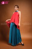  TYD0409 Set Yếm Lụa Đỏ Xanh Thiết Kế 