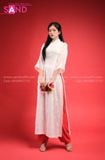  TAC0002 Áo Dài Tơ 4 Tà - Thêu Trắng 