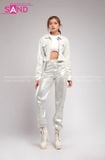  Outfit Phối Sẵn - (Set Quần Bạc Trắng Phối Khoác Bạc Dài Tay Cổ Sơmi ) 