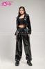  Outfit Phối Sẵn - (HQA0101 Quần Jogger Da Bóng Đen Form Rộng phối HAD0101 Áo Khoác Croptop Da Bóng Đen Phối Túi Hộp) 