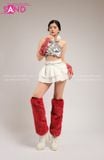  Outfit Phối Sẵn - (Áo Yếm Kim Sa Bạc phối Quần Váy Ngắn Xoè 2 Tầng) 