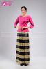  TNY0501 Trang Phục Myanmar Ren Hồng Nâu - Nữ 