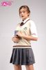  Outfit Phối Sẵn - (HVX1301 Chân Váy Xám Học Sinh Nữ Phối HAG1004 Áo Gile Len Học Sinh Màu Kem Loại Nữ Freesize) 