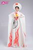  TAE0025 Áo Dài Trình Diễn Tay Lơi Hoạ Tiết Trống Đồng Đất Nước - Màu Trắng ( KÈM MẤN ) 