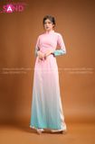  TAA0509 Áo Dài Truyền Thống Loang Xanh Hồng 