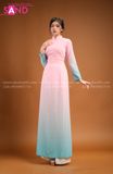  TAA0509 Áo Dài Truyền Thống Loang Xanh Hồng 