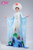  TAE0807 Áo Dài Trình Diễn Tay Lơi Hoạ Tiết Bản Đồ Biển Đảo - Màu Xanh Da Trời ( KÈM MẤN ) 