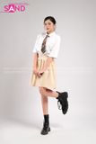  Outfit Phối Sẵn - (Áo Sơ Mi Trắng Ngắn Tay phối Váy Xếp Li Be) 