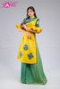  TAT0307 Áo Dài Thiết Kế Thổ Cẩm Dân Tộc Nữ Tay Xoè - Màu Vàng Xanh 