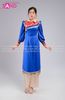  TAT0807 Áo Dài Thiết Kế Thổ Cẩm Dân Tộc Nữ - Màu Xanh Dương 