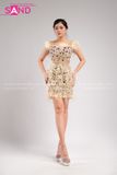  VDN1102 Váy Dạ Hội Ngắn Đính Đá Nude Lông Vũ 