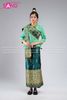  NLO0901 Trang Phục Dân Tộc Lào Màu Xanh Lá Nữ - Dài 