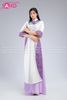  TAT0005 Áo Dài Thiết Kế Thổ Cẩm Trắng Hoạ Tiết Thổ Cẩm Tím 