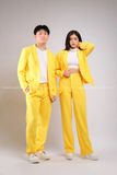  Outfit Phối Sẵn - (HQD0303 Quần Tây Suông Nam Đủ Màu - Vàng Tươi HAV0303 Áo Khoác Vest Nam Đủ Màu - Vàng Tươi) 