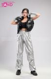  Outfit Phối Sẵn - (Quần Nắp Ngang Bạc phối Phao Crop Đen) 