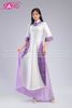  TAT0005 Áo Dài Thiết Kế Thổ Cẩm Trắng Hoạ Tiết Thổ Cẩm Tím 