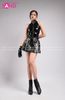  Outfit Phối Sẵn - (HVV0102 Chân Váy Ngắn Xếp Li Da Đen Phối HAE0116 Bodysuit Da Bóng Khoét Ngực Hở Hưng Cúp Ngực Dây Kéo - Đen) 