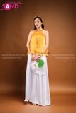  TYD0304 Yếm Voan Tơ Vàng Nâu Phối Quần Váy Trắng 