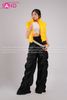  Outfit Phối Sẵn - (HQC0101 Quần Dù Ống Rộng Phối Chun Dây Rút - Đen phối HAP0301 Áo Gile Phao Croptop Vàng) 
