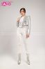  Outfit Phối Sẵn - (Quần Legging Trắng phối Áo Crop Kim Sa Tua Rua) 