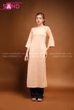  TAC0601 Áo Dài  Gấm Cổ Tròn  Hoạ Tiết - Màu Cam Sữa 