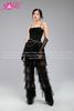  Outfit Phối Sẵn - ( HQD0102 Quần Dài Tua Rua Tầng Voan phối HAQ0101 Áo 2 Dây Cúp Ngực Tua Rua Đen) 