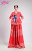  TNH0405 Hanbok Áo Đỏ Váy Đỏ Gấm In Nhũ 
