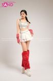  Outfit Phối Sẵn - (Áo bra kim sa Bạc phối Quần Váy Ngắn Xoè 2 Tầng) 