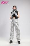  Outfit Phối Sẵn - (Quần Nắp Ngang Bạc phối Phao Crop Đen) 