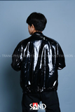  HAD0103 ​ Áo Khoác Bomber Cổ Sơ Mi Da Bóng 