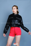  Áo Khoác Da Croptop Túi Hộp Da Lì 
