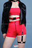  Áo Khoác Da Croptop Túi Hộp Da Lì 