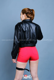  Áo Khoác Da Croptop Túi Hộp Da Lì 