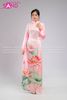  TAA0511 Áo Dài Hoạ Tiết Sen Cam - Màu Hồng Nhạt Loang 