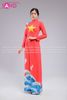  TAA0406 Áo Dài Đỏ Sao Vàng Hoạ Tiết Biển Xanh 