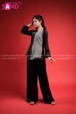  TBP0101 Trang Phục Bà Ba Nữ - Đen Phi Phối Caro 