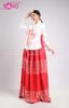  TNH0104 Hanbok Áo Trắng Váy Đỏ Gấm In Nhũ 