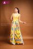  TAC0308 Áo Dài Cách Tân Họa Tiết Hoa Văn Vàng 