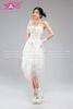 Outfit Phối Sẵn - ( HAQ0001 Áo 2 Dây Cúp Ngực Tua Rua Trắng phối HVL0001 Váy Đuôi Nhọn Voan Ngắn - Trắng )