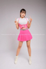  Outfit Phối Sẵn (Áo Croptop Trắng Ngắn Tay Phối Váy Xếp Li Hồng) 