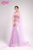  VDD0702 Váy Dạ Hội Dài Đính Đá Voan Tím Dài 