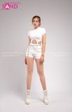  Outfit Phối Sẵn - (Set Quần Short Trắng Phối Áo Croptop Móc Trắng ) 