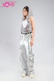  Outfit Phối Sẵn - ( HAM0207 Áo Kim Sa Mũ Trùm phối  HQD0203 Quần Bạc Ống Suông Túi Hộp Form Cứng) 