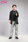  Outfit Phối Sẵn - (Quần Jogger Bạc phối Sơmi Kim Sa Đen) 
